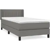 vidaXL Boxspring met matras stof donkergrijs 90x190 cm