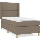 vidaXL Boxspring met matras stof taupe 100x200 cm