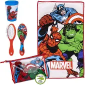 Marvel Avengers Gevulde Toilettas voor op Reis - Tas + Beker + Borstel + Tandenborstelhouder + Klein Handdoekje - Camping - Logeren - Vakantie - Badkame