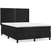 vidaXL Boxspring met matras fluweel zwart 140x200 cm