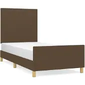vidaXL Bedframe zonder matras 90x200 cm stof donkerbruin