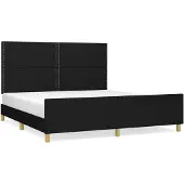 vidaXL Bedframe zonder matras stof zwart 180x200 cm
