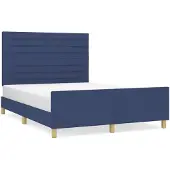vidaXL Bedframe zonder matras stof blauw 140x200 cm