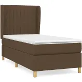 vidaXL Boxspring met matras stof donkerbruin 100x200 cm