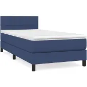 vidaXL Boxspring met matras stof blauw 80x200 cm