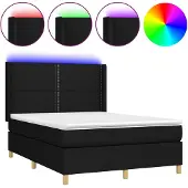 vidaXL Boxspring met matras en LED stof zwart 140x200 cm