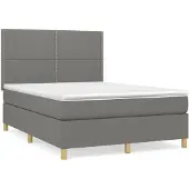 vidaXL Boxspring met matras stof donkergrijs 140x200 cm