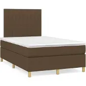 vidaXL Boxspring met matras stof donkerbruin 120x200 cm