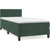 vidaXL Boxspringbed met matras, donkergroen, 100x200 cm, fluweel