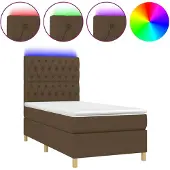 vidaXL Boxspring met matras en LED stof donkerbruin 100x200 cm