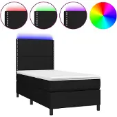 vidaXL Boxspring met matras en LED stof zwart 90x200 cm