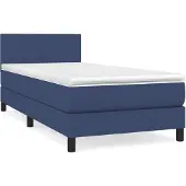 vidaXL Boxspring met matras stof blauw 80x200 cm