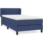 vidaXL Boxspring met matras stof blauw 100x200 cm