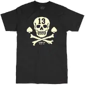 Lucky 13 Pirate Skull Short Sleeve T-shirt Zwart 3XL Man