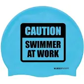 Buddyswim Caution Swimmer At Work Silicone Zwembadmuts