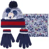 Cerda Group winterset Mickey acryl/polyester blauw/grijs 3 delig