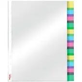 Esselte Premium Index Showtas A4 - 0,13mm PP - 12 Showtassen met Tabs - Transparant