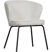 Woood Admit Eetkamerstoel - Bouclé - Naturel/Wit - 77x60x59 cm