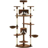 vidaXL Kattenkrabpaal met sisal krabpalen 203 cm bruin en wit