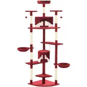 vidaXL Kattenkrabpaal met sisal krabpalen 203 cm rood en wit