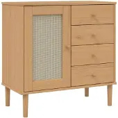 vidaXL Dressoir SENJA 80x40x80 cm rattan look massief grenenhout bruin