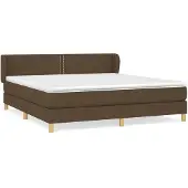 vidaXL Boxspring met matras stof donkerbruin 180x200 cm