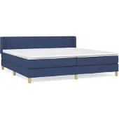 vidaXL Boxspring met matras stof blauw 200x200 cm