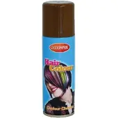 Merkloos Carnaval verkleed haarverf/spray - bruin - 125 ml - alle leeftijden - Verkleedhaarkleuring