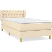 vidaXL Boxspring met matras stof crèmekleurig 90x190 cm