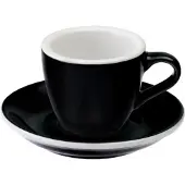 Loveramics Espresso kopje met schoteltje Egg Black, 80 ml