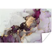 PosterMonkey Poster Marmer - Abstract - Goud - Paars - 120x80 cm