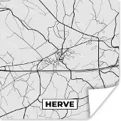 PosterMonkey Poster Zwart Wit – België – Plattegrond – Stadskaart – Kaart – Herve - 50x50 cm
