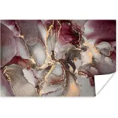 PosterMonkey Poster Goud - Marmer - Paars - 120x80 cm