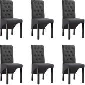 vidaXL Eetkamerstoelen 6 st stof donkergrijs