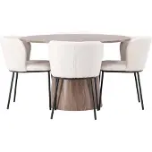 Ebuy24 Lanzo eethoek tafel naturel en 4 Edina stoelen wit.