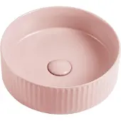 Guido Gusto Waskom Retro 36x36x11cm mat roze met ribbels inclusief afvoerplug