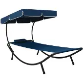 vidaXL Loungebed met luifel en kussen blauw
