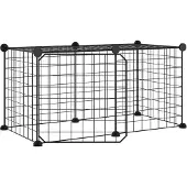 vidaXL 8-delig dierenkooi met deur, zwart, 70x35x35 cm, staal