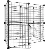 vidaXL Huisdierenkooi met deur 12 panelen 35x35 cm staal zwart