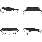 vidaXL Loungebed stof zwart - Ligstoel - Ligstoelen - Loungebed - Loungebedden