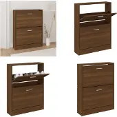vidaXL Schoenenkast 59x17x81 cm bewerkt hout bruin eikenkleur