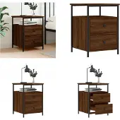 vidaXL Nachtkastje 44x45x60 cm bewerkt hout bruin eikenkleur