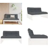 vidaXL Middenbank 120x80 cm massief grenenhout wit
