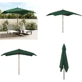vidaXL Parasol met houten paal 300x300x273 cm groen