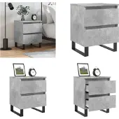 vidaXL Nachtkastje 40x35x50 cm bewerkt hout betongrijs