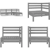 vidaXL 4-delige Loungeset massief grenenhout grijs