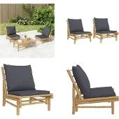 vidaXL Tuinstoelen 2 st met donkergrijze kussens bamboe