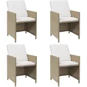 vidaXL Tuinstoelen 4 st met kussens poly rattan beige
