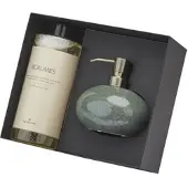 Aquanova Geschenkdoos - Ugo zeepdispenser - Forest (legergroen) en Paris navulling vloeibare zeep - Agrumes GIFTUGODIS269-AGR