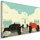 Karo-art Schilderij - Retro Autorace, 5 maten, (groen/rood) Premium Print